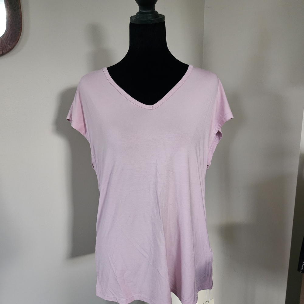 HALARA Light Pink V-Neck Short Sleeve Tee